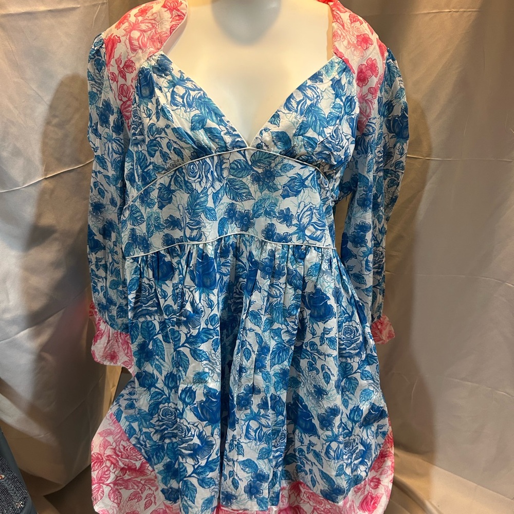 Simply Southern Blue and Pink Floral Mini Dress